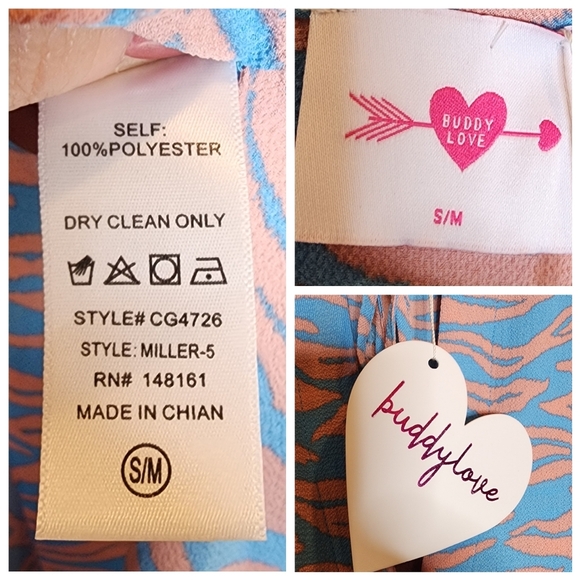 NWT BuddyLove Caftan Maxi Dress Flowy Blue Peach Coral Size S/M - Picture 3 of 16